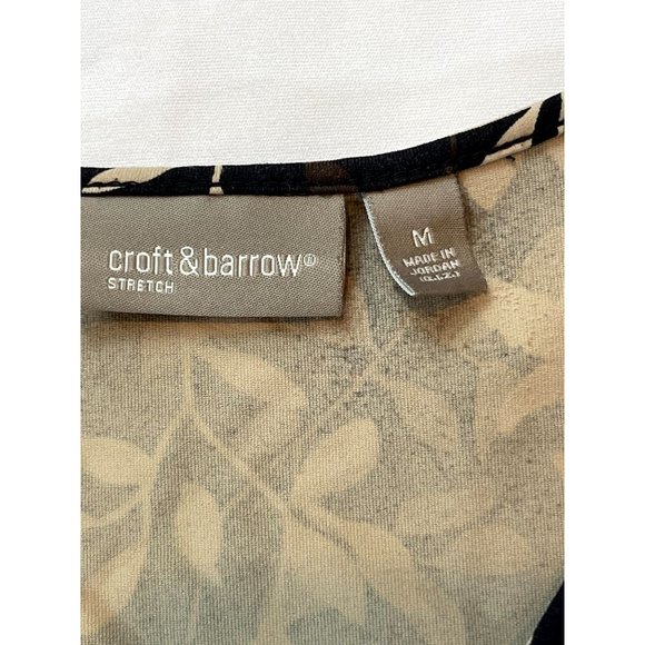 Croft & Barrow Women Floral Tank Top Sleeveless V Neck White Black Size Medium - Picture 5 of 7